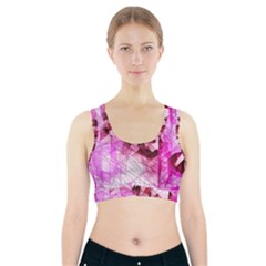 Pink Abstract Lineart Sports Bra With Pocket by Maspions