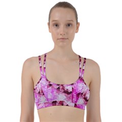 Pink Abstract Lineart Line Them Up Sports Bra by Maspions