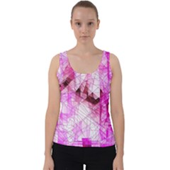 Pink Abstract Lineart Velvet Tank Top