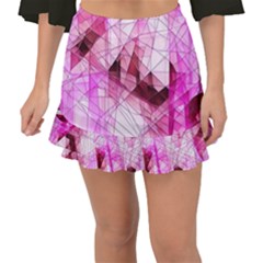 Pink Abstract Lineart Fishtail Mini Chiffon Skirt