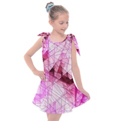 Pink Abstract Lineart Kids  Tie Up Tunic Dress by Maspions