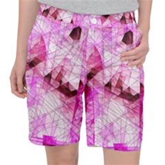 Pink Abstract Lineart Women s Pocket Shorts