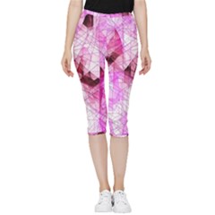 Pink Abstract Lineart Inside Out Lightweight Velour Capri Leggings 