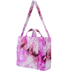 Pink Abstract Lineart Square Shoulder Tote Bag