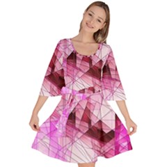 Pink Abstract Lineart Velour Kimono Dress