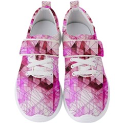 Pink Abstract Lineart Men s Velcro Strap Shoes