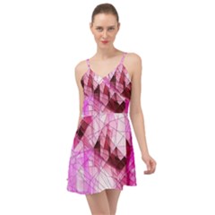 Pink Abstract Lineart Summer Time Chiffon Dress