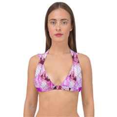 Pink Abstract Lineart Double Strap Halter Bikini Top