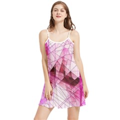 Pink Abstract Lineart Summer Frill Dress