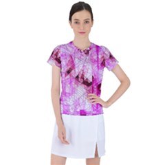 Pink Abstract Lineart Women s Sports Top by Maspions