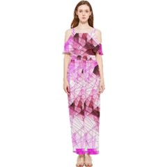 Pink Abstract Lineart Draped Sleeveless Chiffon Jumpsuit