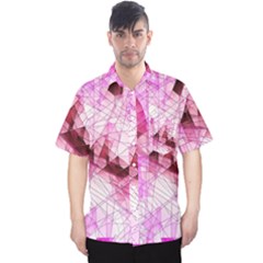 Pink Abstract Lineart Men s Hawaii Shirt