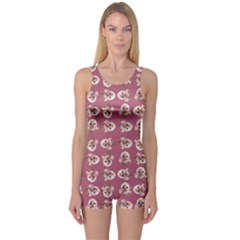 Whimsy Chickens Pattern One Piece Boyleg Swimsuit by dflcprintsclothing