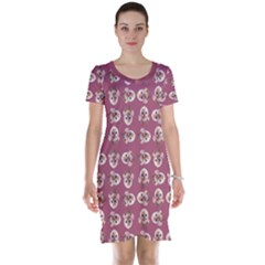 Whimsy Chickens Pattern Short Sleeve Nightdress by dflcprintsclothing