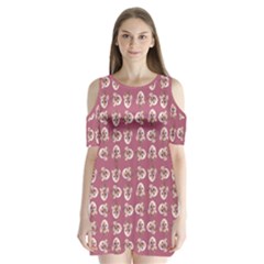 Whimsy Chickens Pattern Shoulder Cutout Velvet One Piece