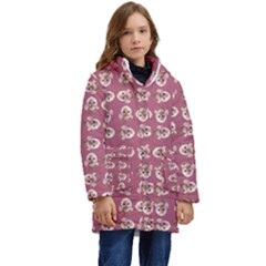 Whimsy Chickens Pattern Kids  Hooded Longline Puffer Jacket by dflcprintsclothing