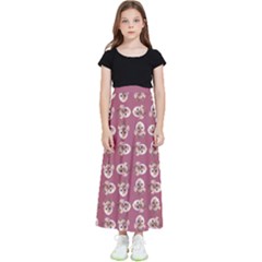 Whimsy Chickens Pattern Kids  Flared Maxi Skirt by dflcprintsclothing