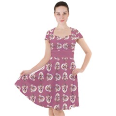 Whimsy Chickens Pattern Cap Sleeve Midi Dress by dflcprintsclothing