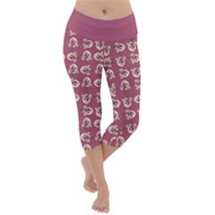 Whimsy Chickens Pattern Lightweight Velour Capri Yoga Leggings by dflcprintsclothing