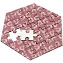 Whimsy Chickens Pattern Wooden Puzzle Hexagon View3