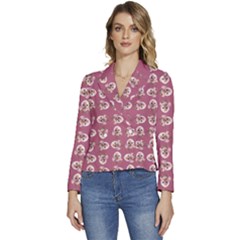 Whimsy Chickens Pattern Women s Long Sleeve Revers Collar Cropped Jacket