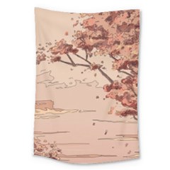 Pastel Nature , Art, Blue, Cute, Nature, Pink Large Tapestry