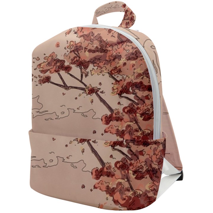 Pastel Nature , Art, Blue, Cute, Nature, Pink Zip Up Backpack