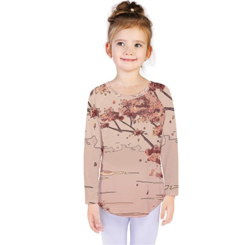 Pastel Nature , Art, Blue, Cute, Kids  Long Sleeve T-shirt by kyorashop23