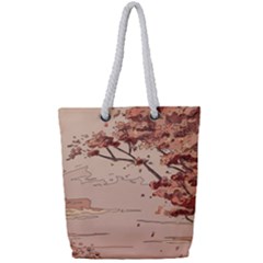 Pastel Nature , Art, Blue, Cute, Full Print Rope Handle Tote (small) by kyorashop23