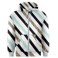 Pattern, Black, Blue, Gold, Lines, Stripes Men s Zipper Hoodie