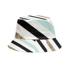 Pattern, Black, Blue, Gold, Lines, Stripes Inside Out Bucket Hat by kyorashop23