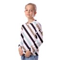 Pattern, Black, Blue, Gold, Lines, Stripes Kids  Long Sleeve T-Shirt with Frill  View2