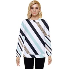 Pattern, Black, Blue, Gold, Lines, Stripes Hidden Pocket Sweatshirt