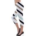 Pattern, Blue, Gold, Lines, Stripes Lightweight Velour Capri Leggings  View3