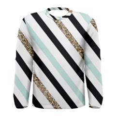 Pattern, Blue, Gold, Lines, Stripes Men s Long Sleeve T-shirt