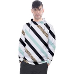 Pattern, Blue, Gold, Lines, Stripes Men s Pullover Hoodie