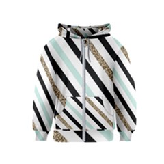 Pattern, Blue, Gold, Lines, Stripes Kids  Zipper Hoodie