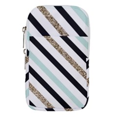 Pattern, Blue, Gold, Lines, Stripes Waist Pouch (small)