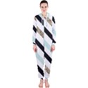 Pattern, Blue, Gold, Lines, Stripes Hooded Jumpsuit (Ladies) View1