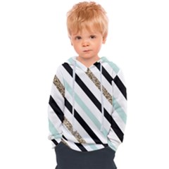 Pattern, Blue, Gold, Lines, Stripes Kids  Overhead Hoodie