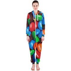 Colorful Candy Background, Close-up Hooded Jumpsuit (ladies)