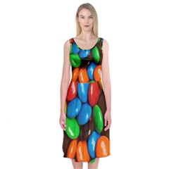 Colorful Candy Background, Close-up Midi Sleeveless Dress by kyorashop23