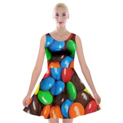 Colorful Candy Background, Close-up Velvet Skater Dress