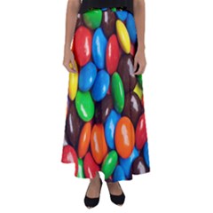 Colorful Candy Background, Close-up Flared Maxi Skirt