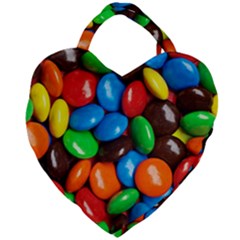 Colorful Candy Background, Close-up Giant Heart Shaped Tote