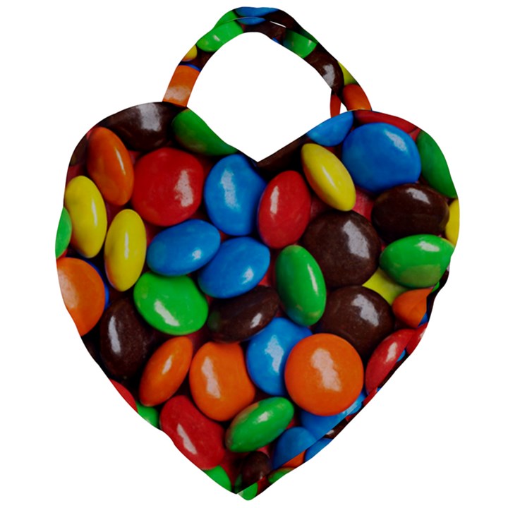 Colorful Candy Background, Close-up Giant Heart Shaped Tote