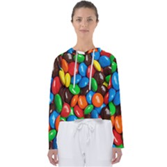 Colorful Candy Background, Close-up Women s Slouchy Sweat