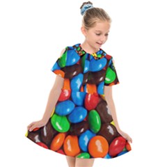 Colorful Candy Background, Close-up Kids  Short Sleeve Shirt Dress