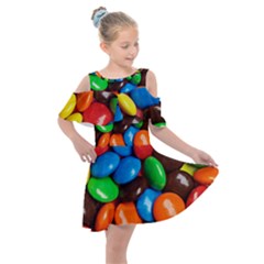 Colorful Candy Background, Close-up Kids  Shoulder Cutout Chiffon Dress by kyorashop23