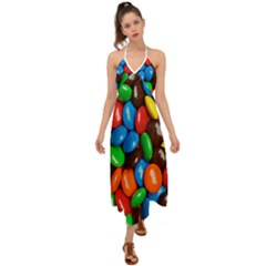 Colorful Candy Background, Close-up Halter Tie Back Dress  by kyorashop23